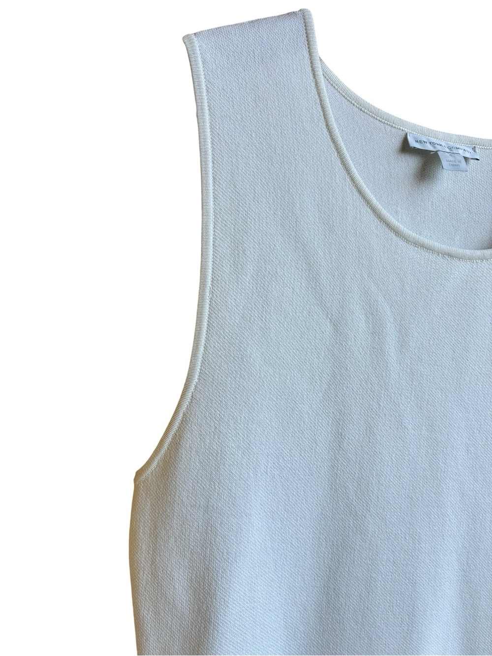 New York & Company White Knit Midi Dress Size Small Gold Button Elegant Casual - Picture 10 of 15